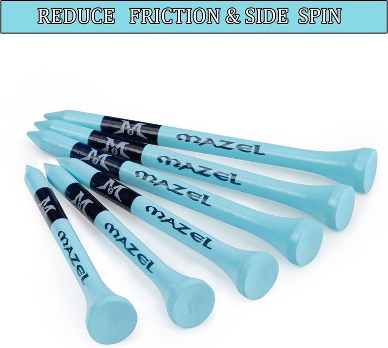 MAZEL Natural Wood/Bamboo Golf Tees 2 3/4 Inch & 3 1/4 Inch,Pack 50 or 120,Reduce Friction & Side Spin,More Stable Golf Tees - Image 2